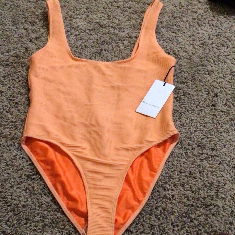 Lovewave Ribbed Swimsuit in Orange